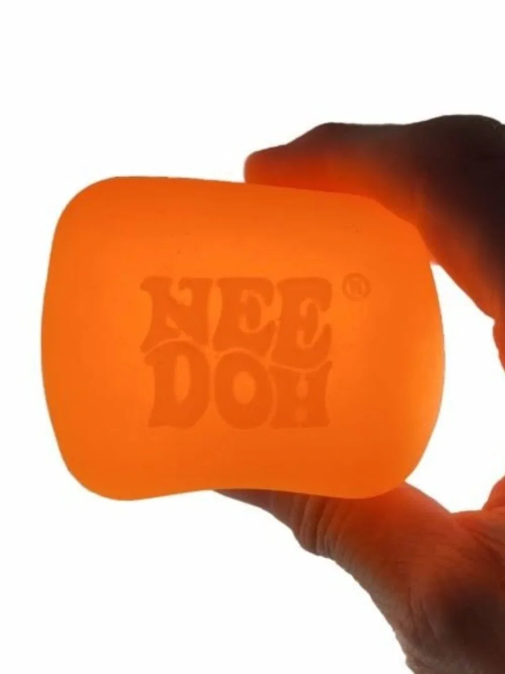 NeeDoh Nice Cube Glow - ORANGE, 1 pc-Super Solid Squish Fidget Sensory Toy - NIB